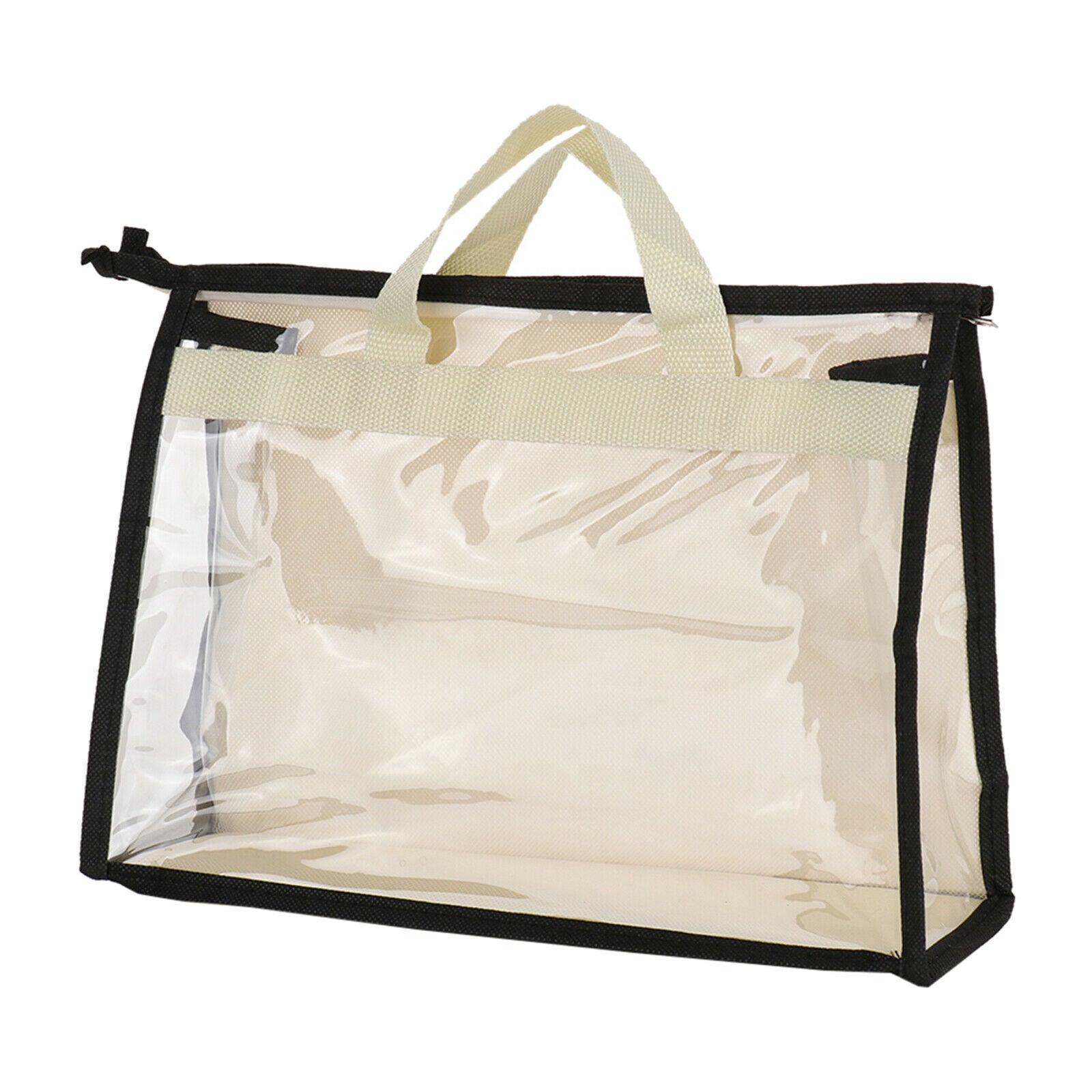 Handbag Organizer for Wardrobe Closet Transparent Storage Container Beige S