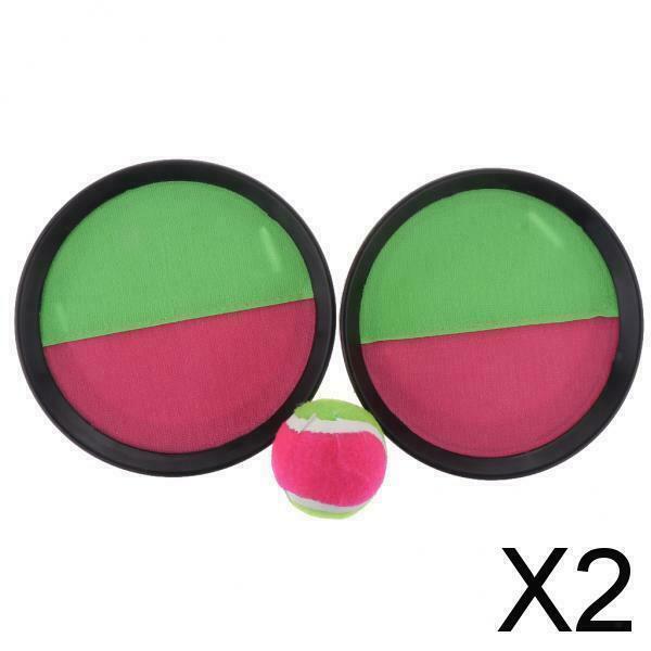 2X Throw Catch Bat Ball Game Sticky Racket Self-Stick Mitts+Elastic Ball Black