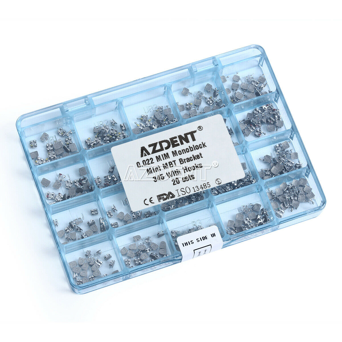 2 X AZDENT Orthodontic Dental Monoblock Bracket Braces Mini MBT 022 Hooks 3 4 5