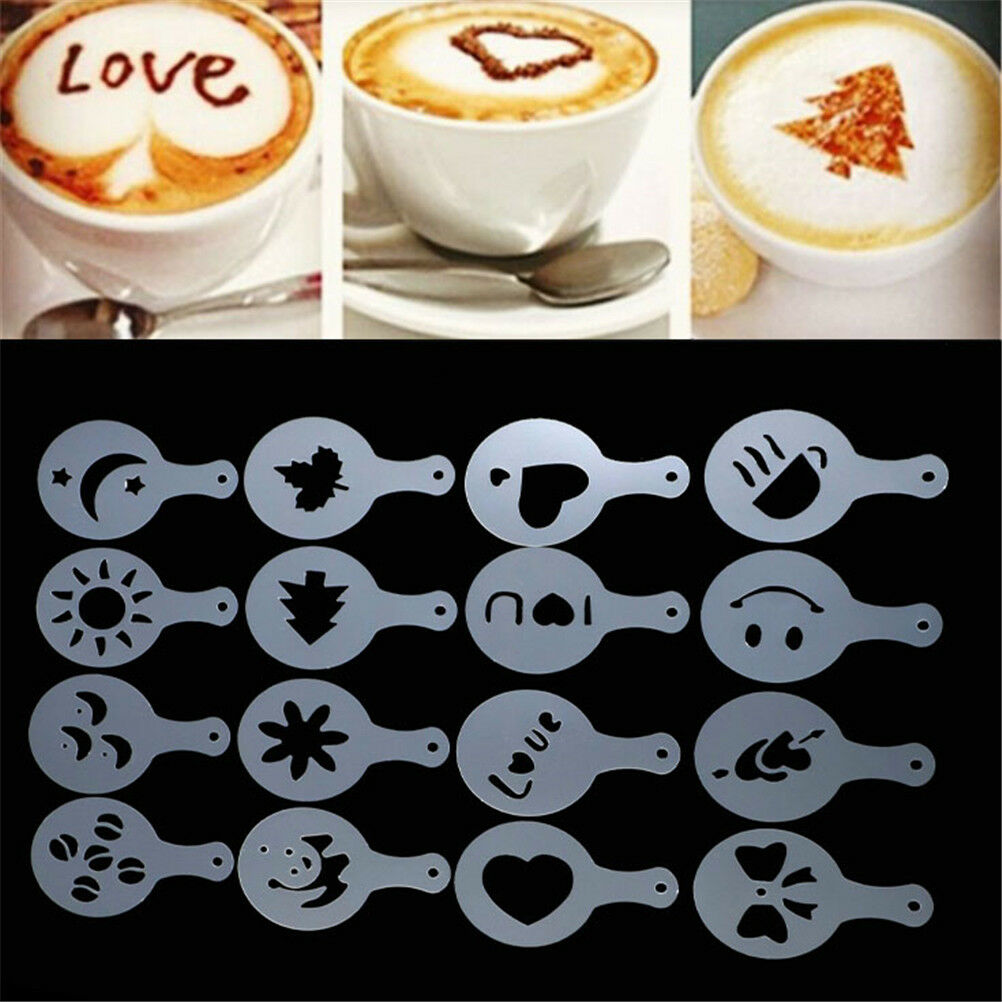Excellent 16X Coffee Latte Mold Cappuccino Cake Cookie Stencil Template De.l8