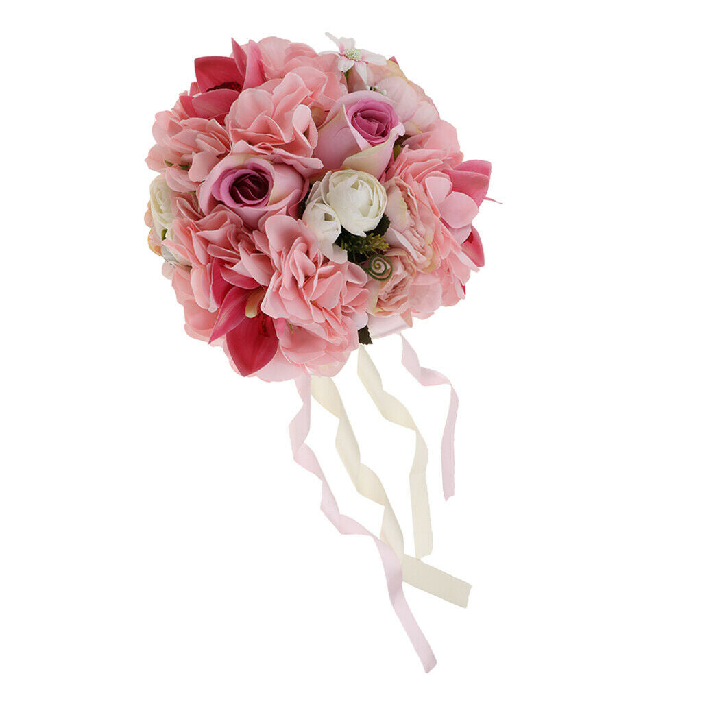 Pink Wedding Bouquet Roses Bridesmaid Bouquet, Bridal Bouquet Artificial Flowers