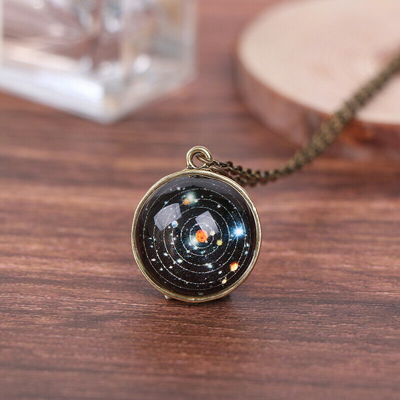 Double Sided Solar System Necklace Pendant Planet Glow In Dark Galaxy Gla.l8