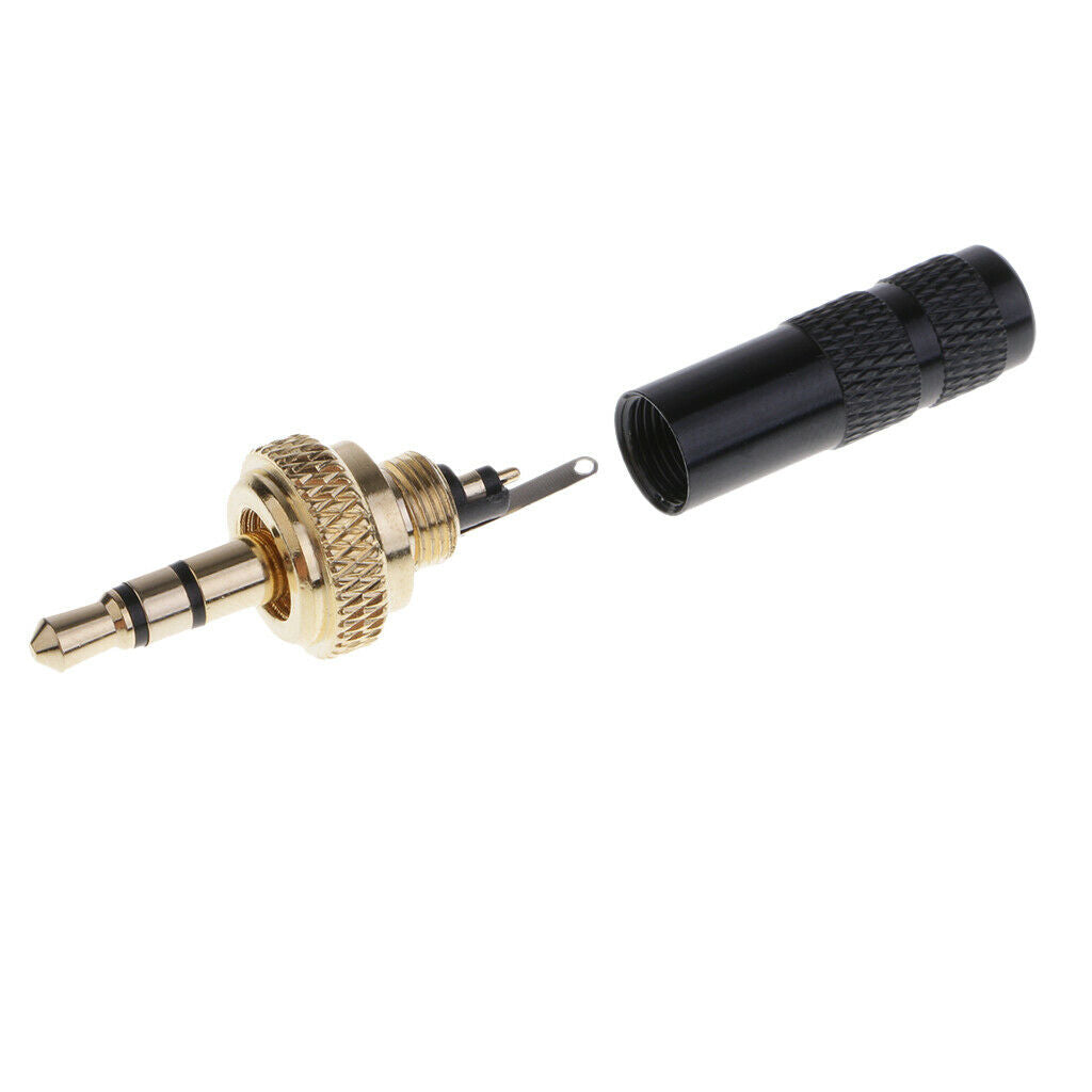 3.5mm Screw Lock Stereo Jack Male Plug Metal Audio Solder Adapter black
