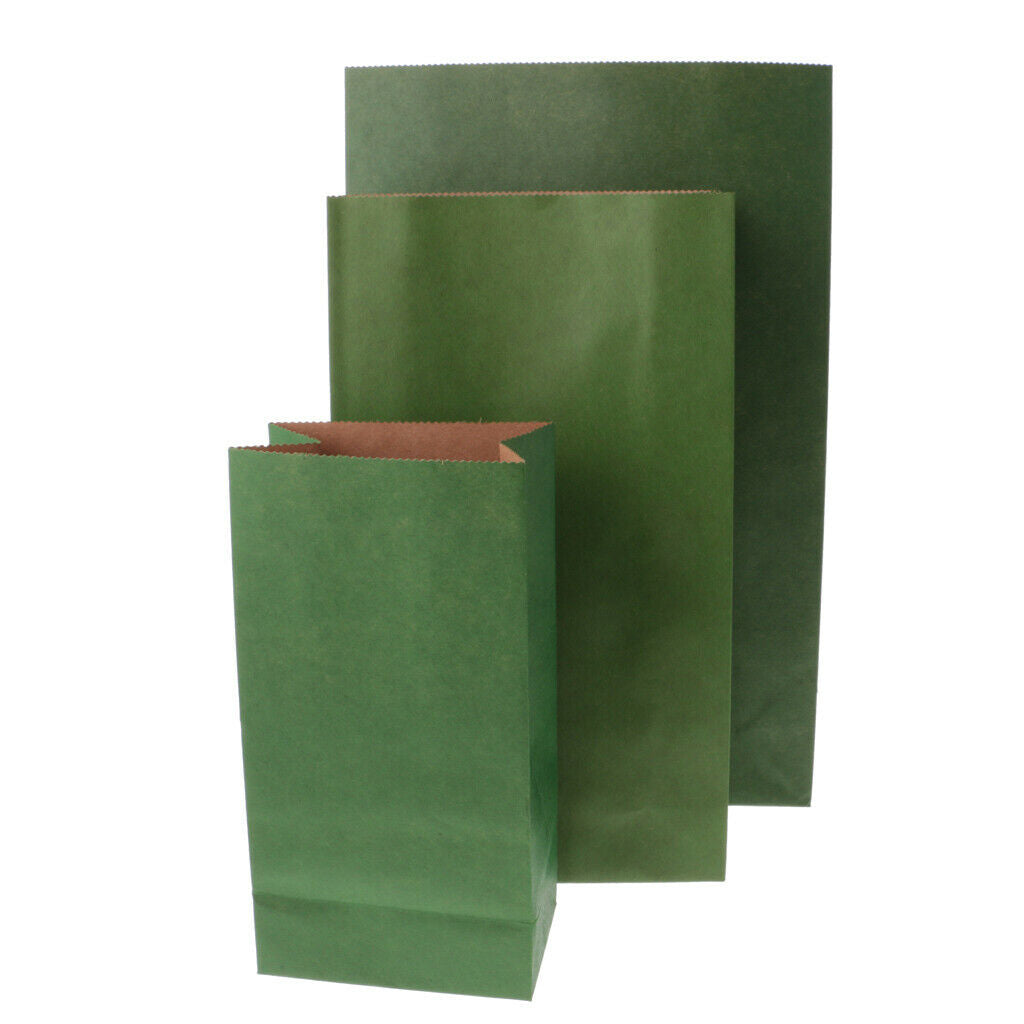 10x Kraft Paper Block Bottom Paper Candy Buffet Flat Notion Treat Bags L Dark