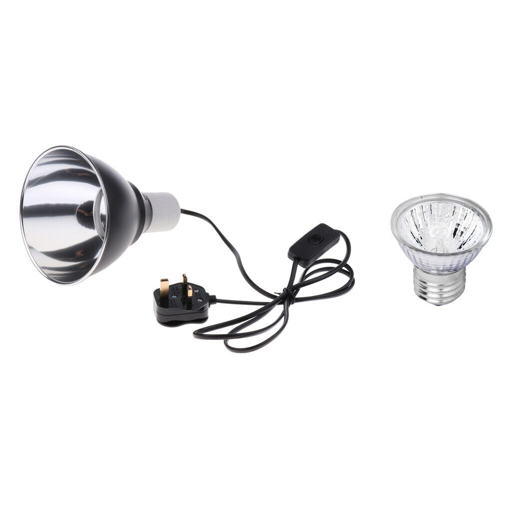 E27 50W Heater Reptile Halogen Light Bulb UVA UVB + Lamp Holder UK Plug 220V