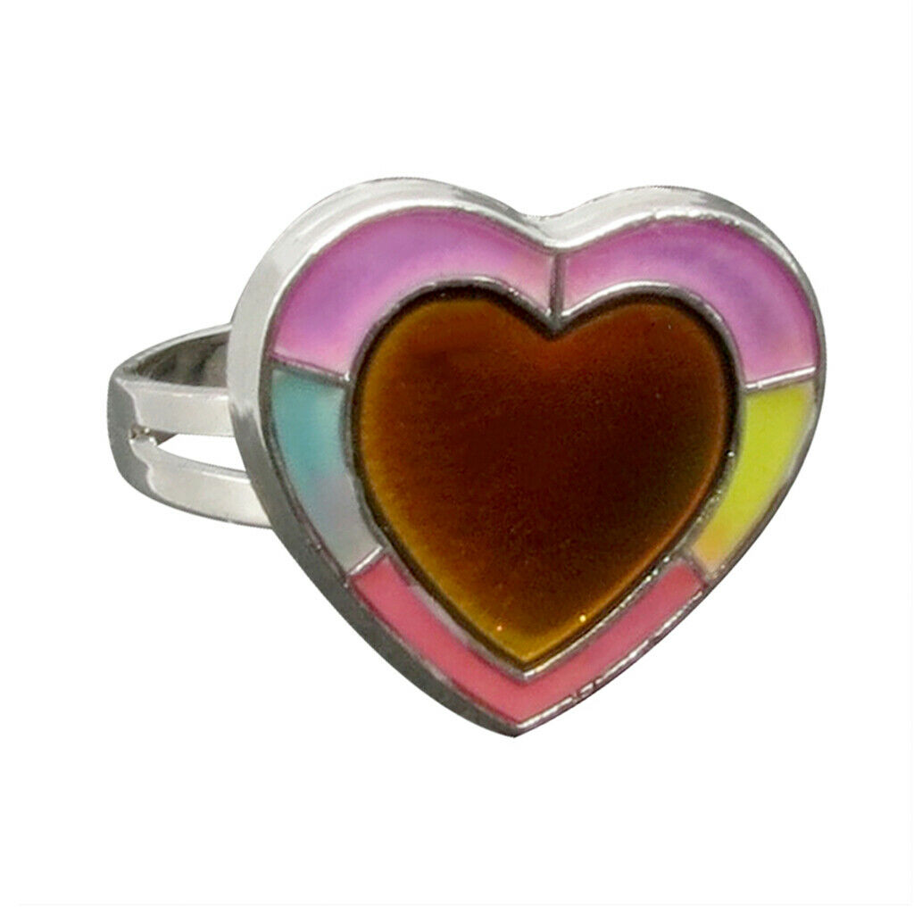 Womens Magic Heart Shape Mood Change Color Heart Necklace Ring Jewelry Set