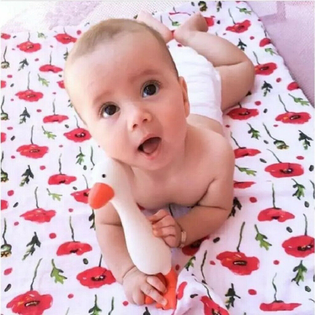 Baby Bamboo Fiber Wrap Towel Infant Swaddle Blankets  Red cherry blossom