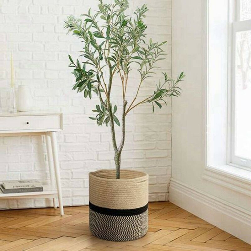 Organizer Basket Planter Basket Cotton Rope Woven Flower Pot Cotton SundriesQ6I4