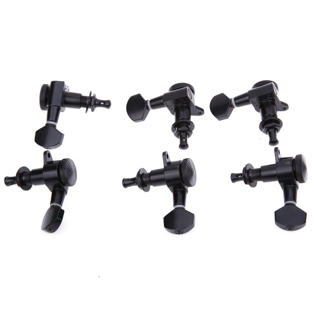 Guitar String Peg Locking Tuners Tuning Pegs Machine Heads Black 6R Inline Kits