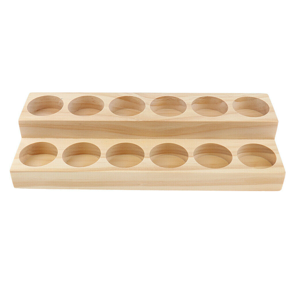 4x Wood 2 Tier Perfume Essential Oil Display Storage Organizer Rack Stand Holder