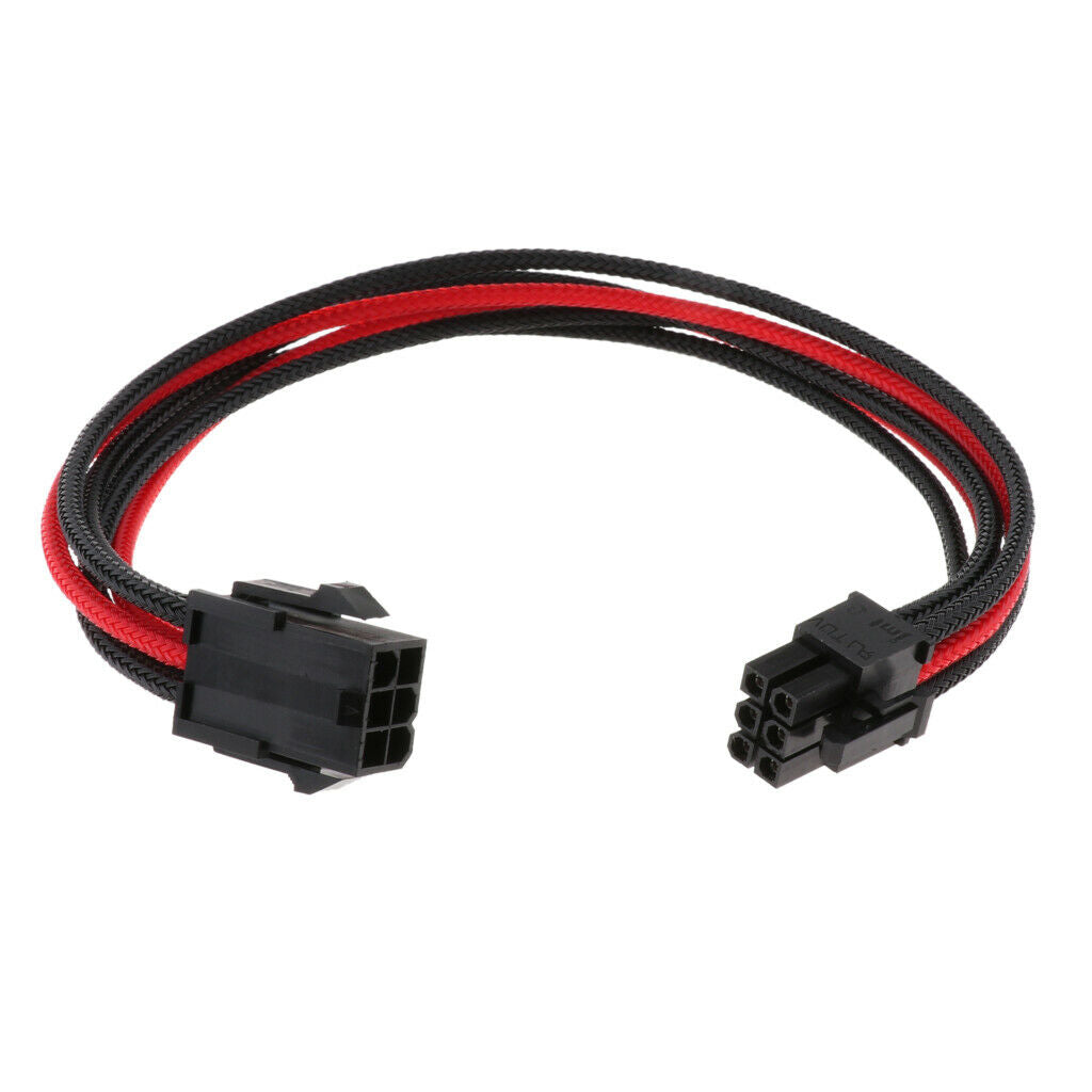 6 Pin PCIE GPU 30cm Sleeved Extension Cable Black+Red