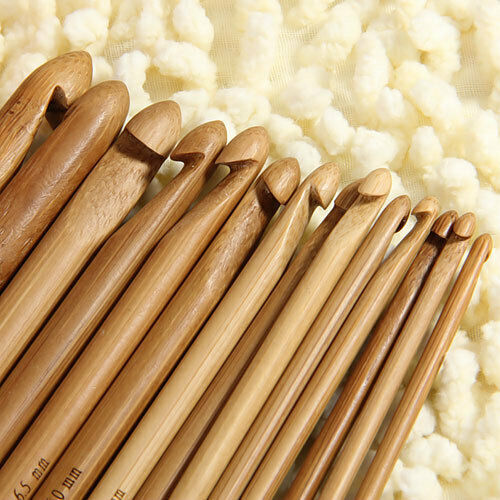 13.8" Bamboo  Afghan Tunisian Crochet Hooks 14 Sizes 3.0-10.0mm