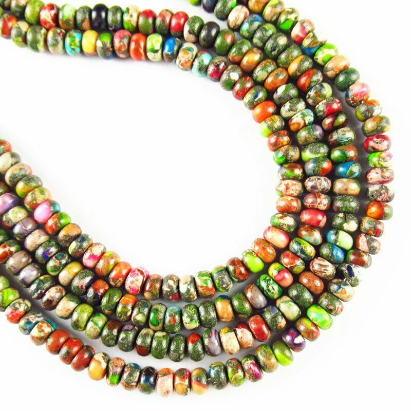 4x2mm Rainbow Man-made Sea Sediment Jasper Rondelle Loose Bead 15.5 " 626DHS