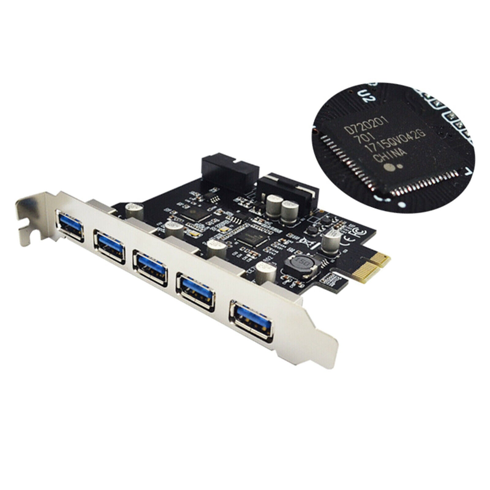 USB 3.0 5Ports 19Pin Expansion Card Adapter Express Extender with Driver CD