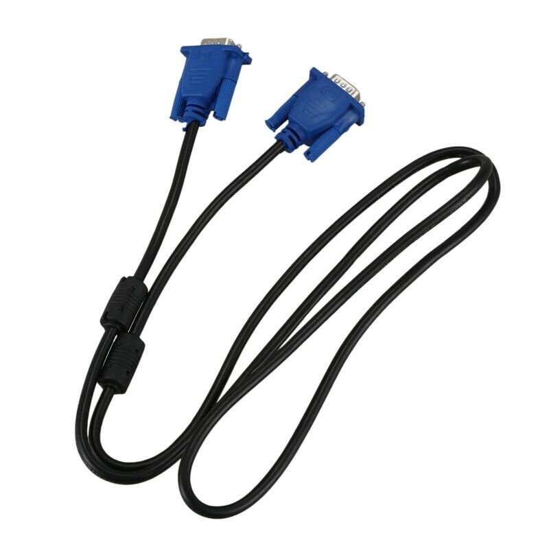 Black Blue VGA 15 pins Male to Male Plug Cable Computer Monitor Wire Cable 1.5W7