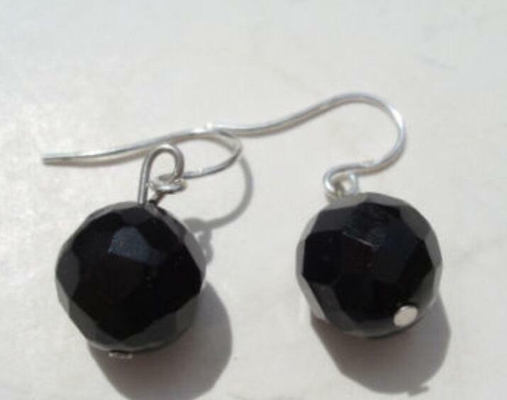 10/4mm Black Faceted /Round Agate Beads Necklace Set, Approx 18" AAA