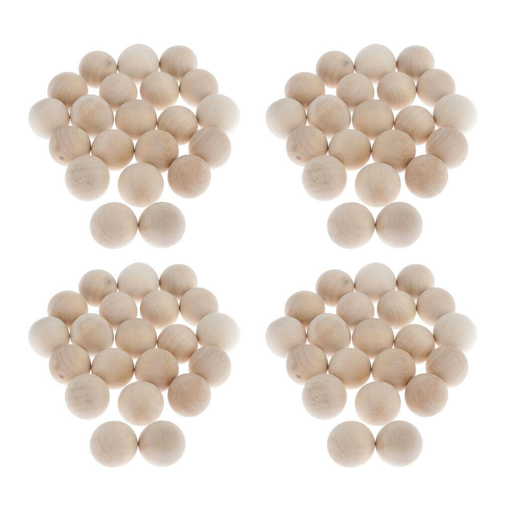 40x Wooden Hardwood Balls 1.2inch Wood Balls Beads Crafts DIY Projects