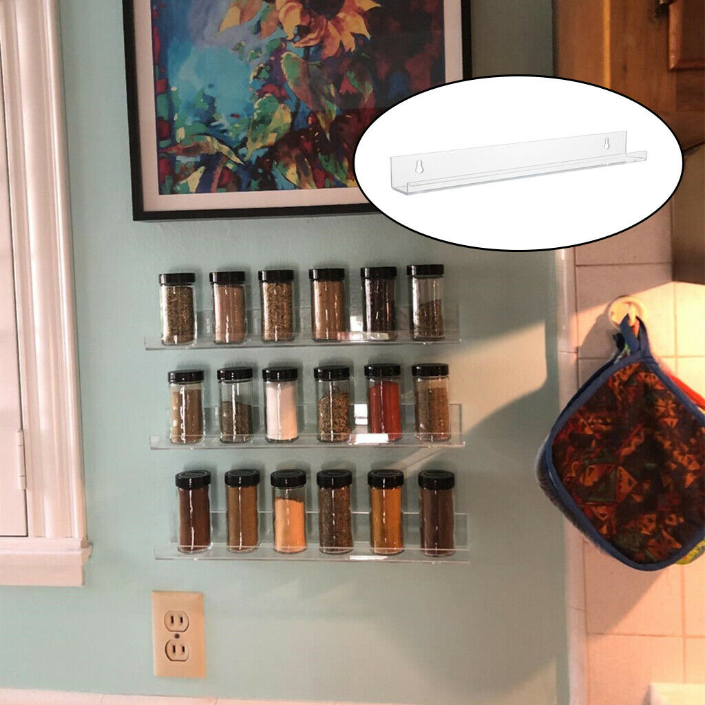 Wall Mounted Seasonings Bottles Rack Organizer Holder for Kitchen Door Clear