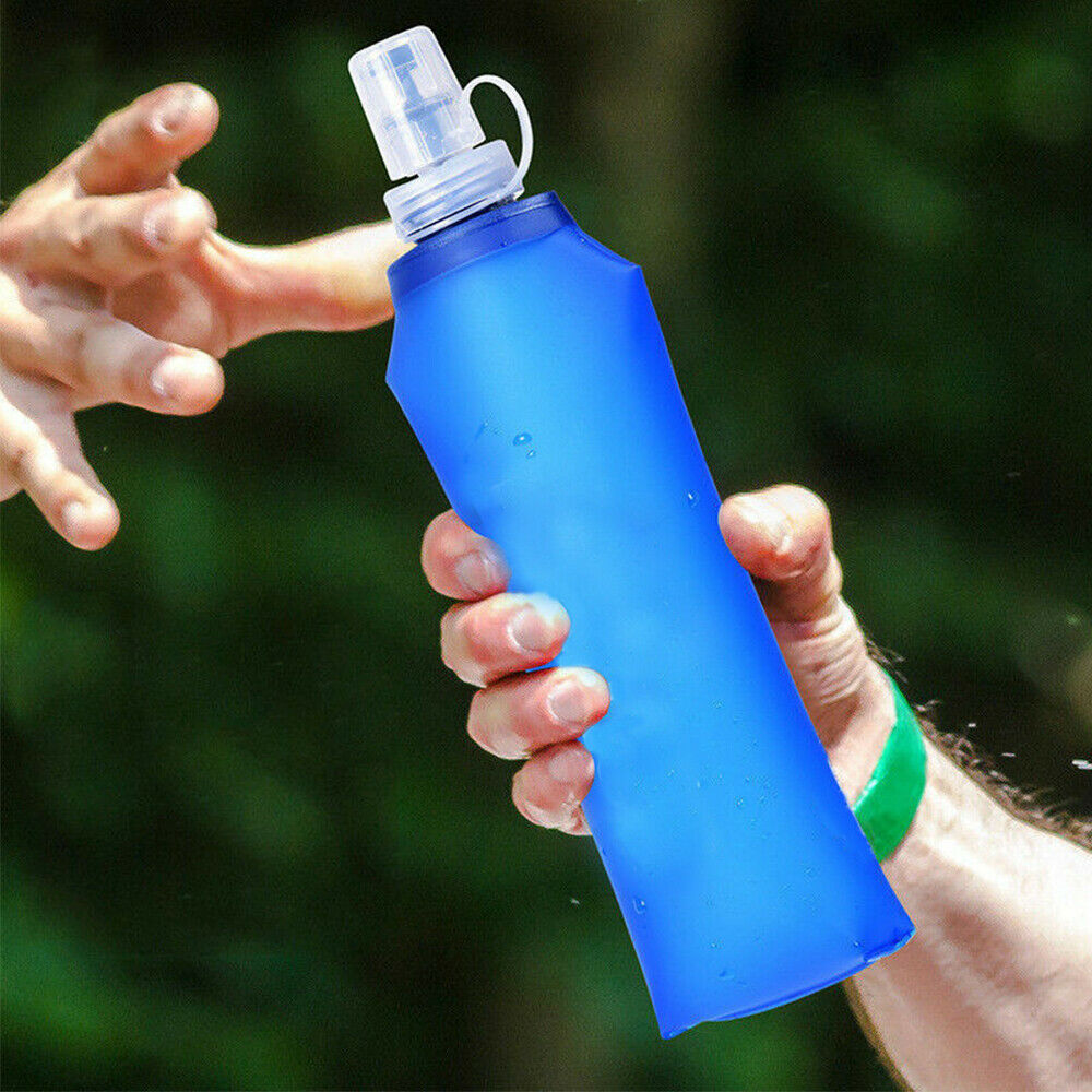 Sports Soft Water Bottle Folding Flask BPA Free TPU for Running Hiking Cycling