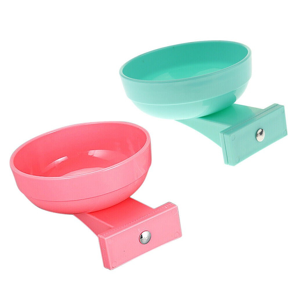 Pet Dog Cat Bowl Hang Stationary Cage Bowl Plastic Detachable Dog Bowl Pink
