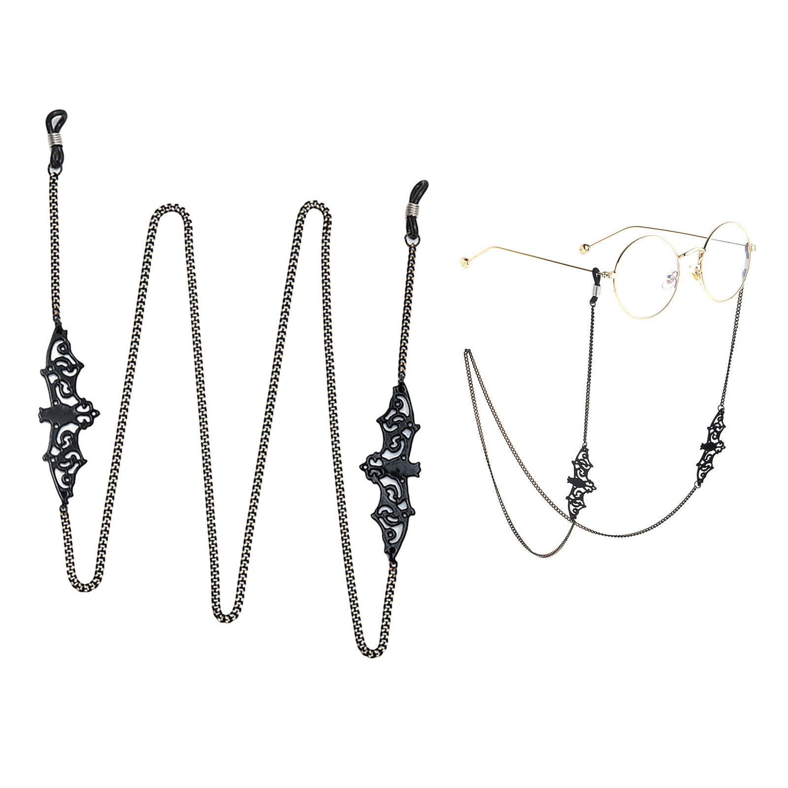 Eyeglass Chain Black Bat Eyewear Retainer Cord Glasses Chain for Women Men