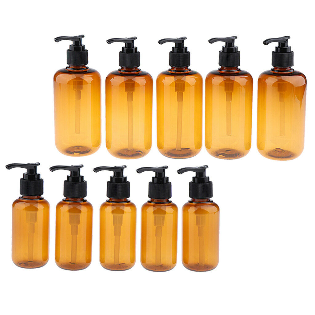 10 Pieces Plastic Pump Bottles Travel Liquid Shampoo Containers Dispenser