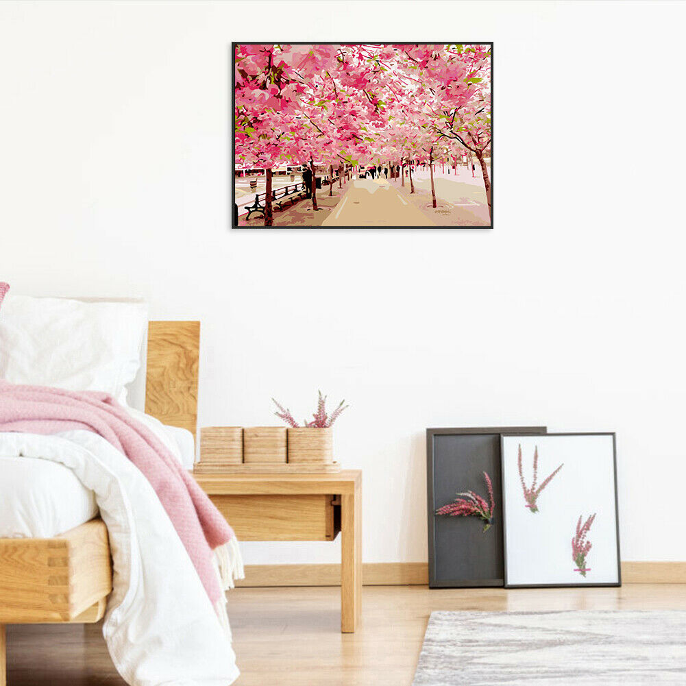 Painting By Numbers Kit DIY Tree Avenue Hand Painted Canvas Oil Art Picture @