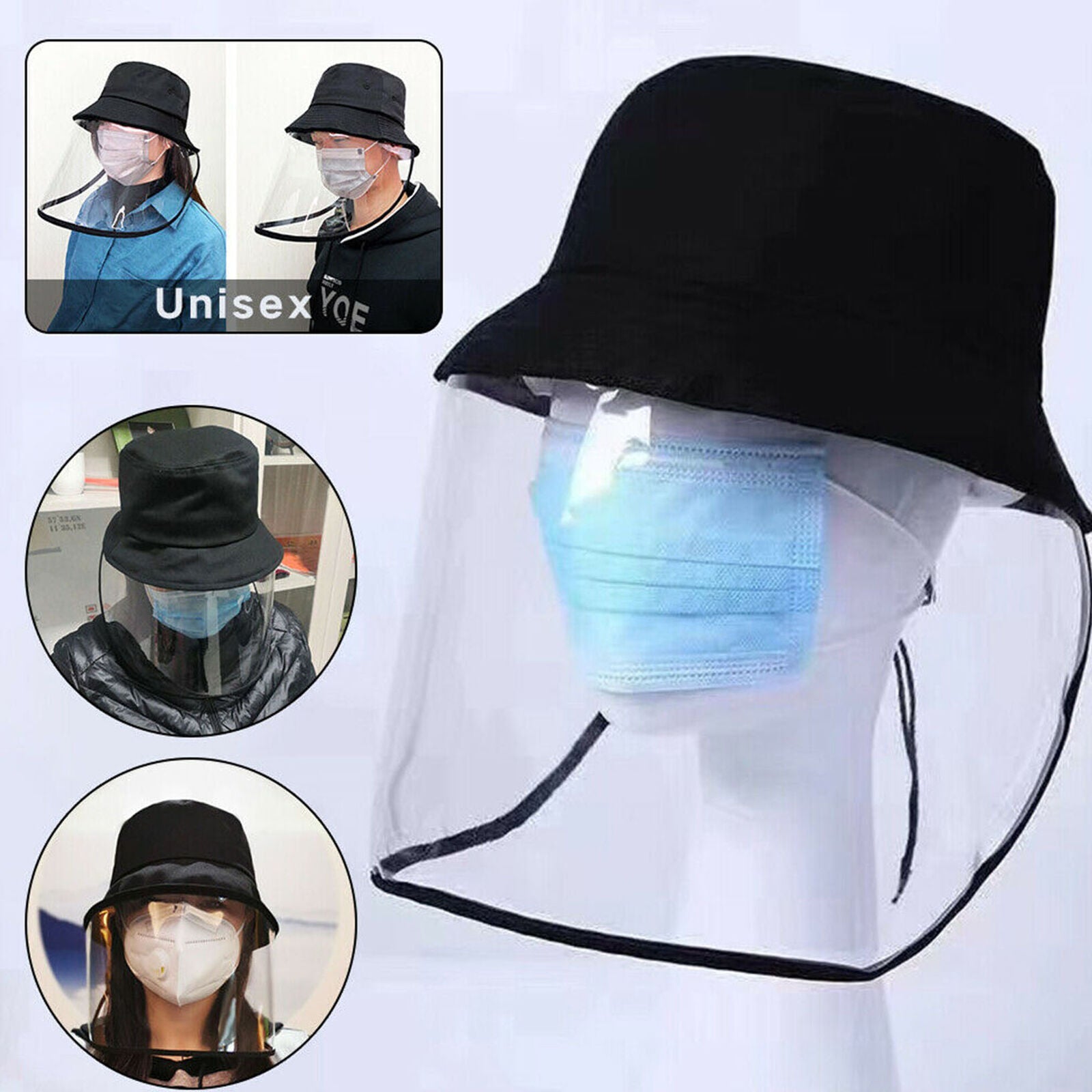 Fisherman Cap Protective Clear Face Cover Saliva-proof Dust-proof Sun Visor Hat
