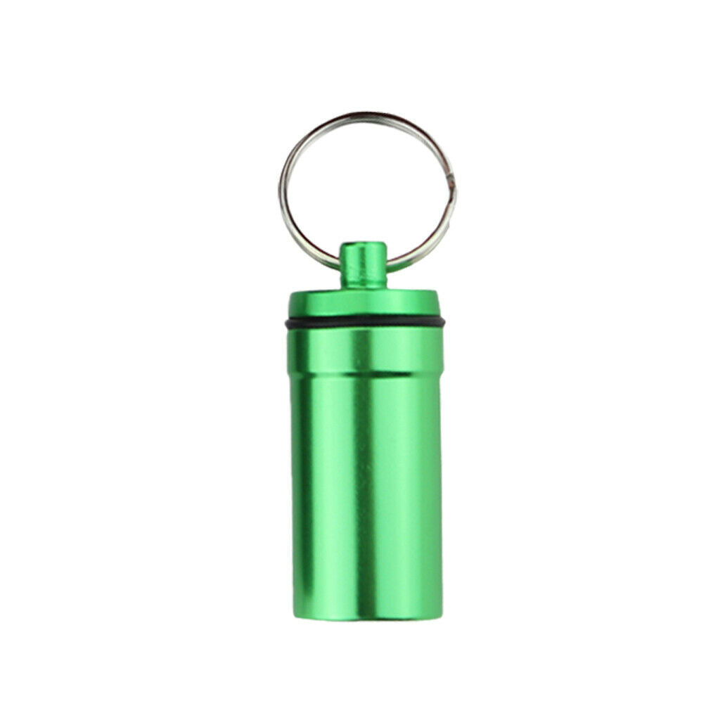 2 Pieces Airtight Pill Box Case Holder Containers Capsule Bottles Keychain