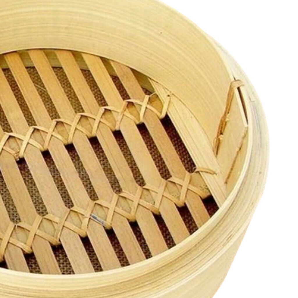 2X Bamboo Steamer Basket Classic Rice Food Chicken Buns Steamer Tray 6.5inch