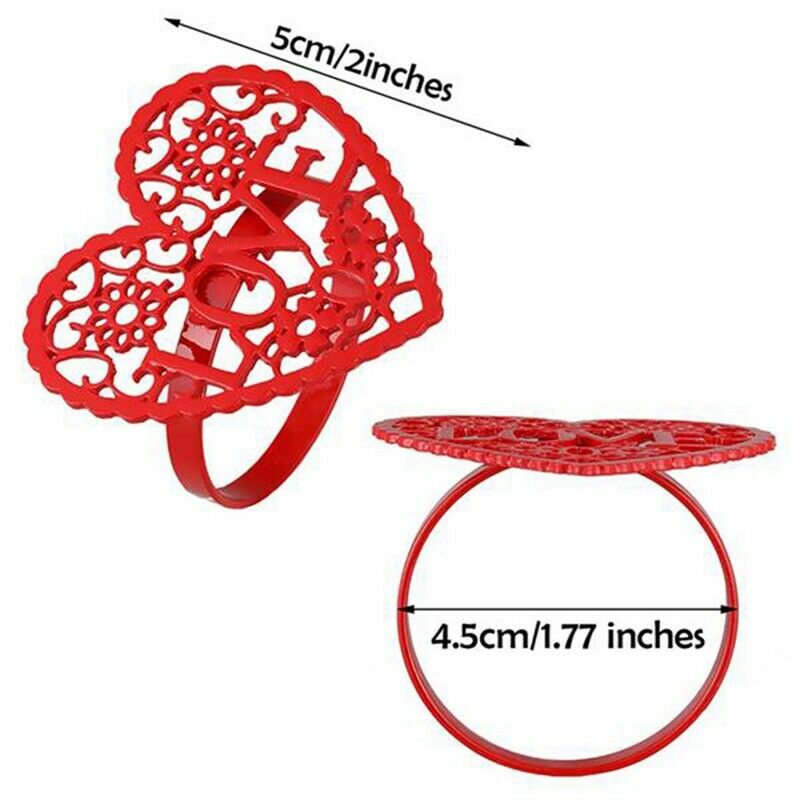 8 Pcs Valentine's Day Napkin s,Red Heart Napkin Holder s for Holiday Party WY1K9