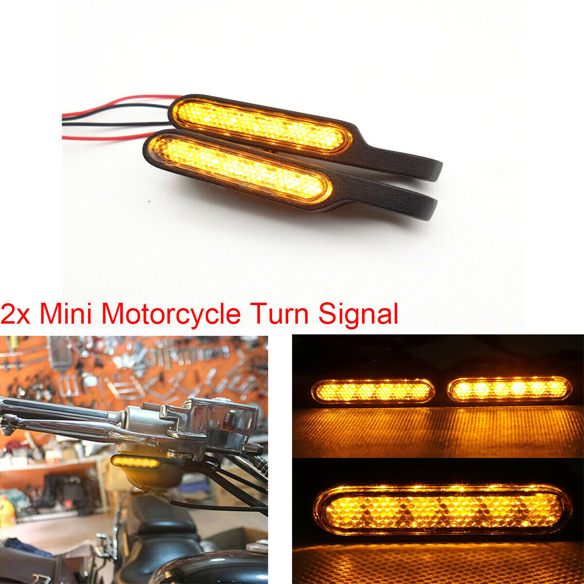 2PCS Aluminum Motorcycle Amber LED MINI Turn Signal Light Waterproof Universal