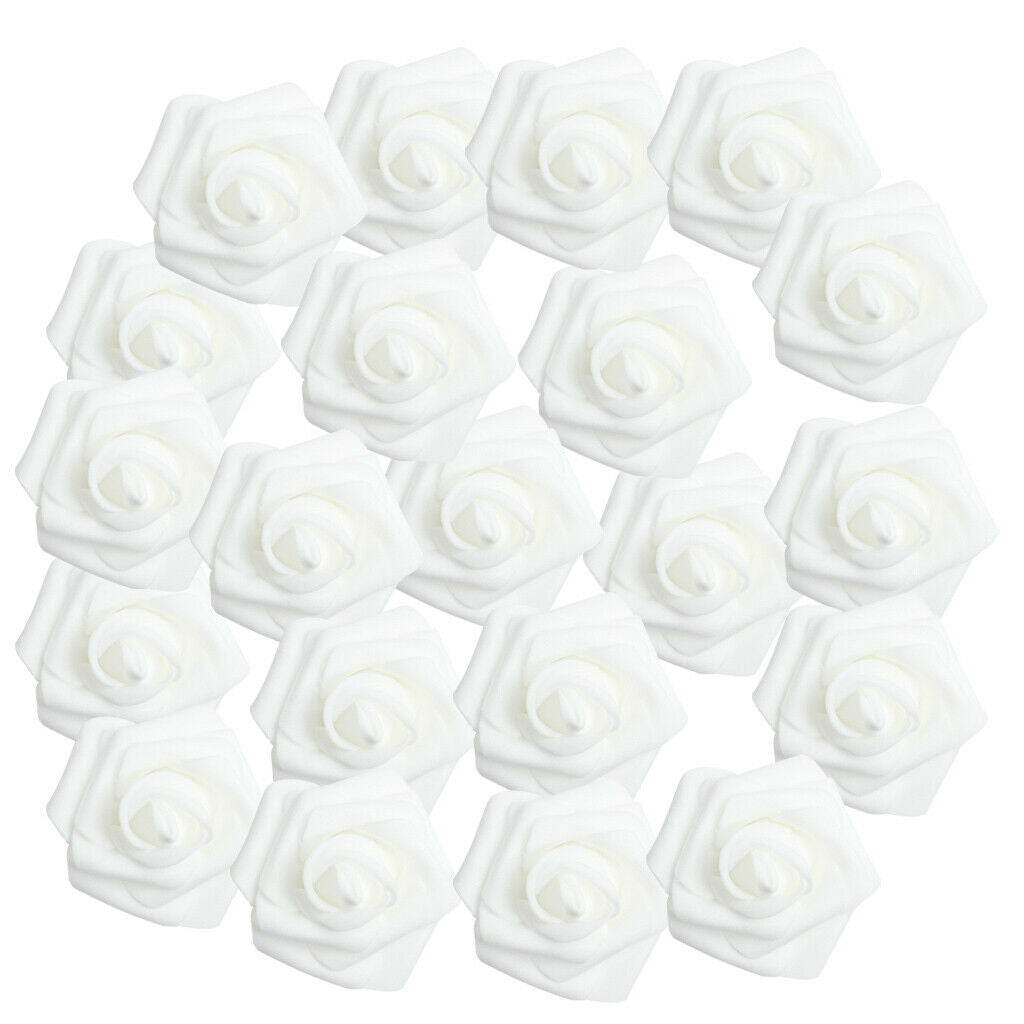 100 Pieces Small Artificial Rose Flower Head Handmade Home Decorations White