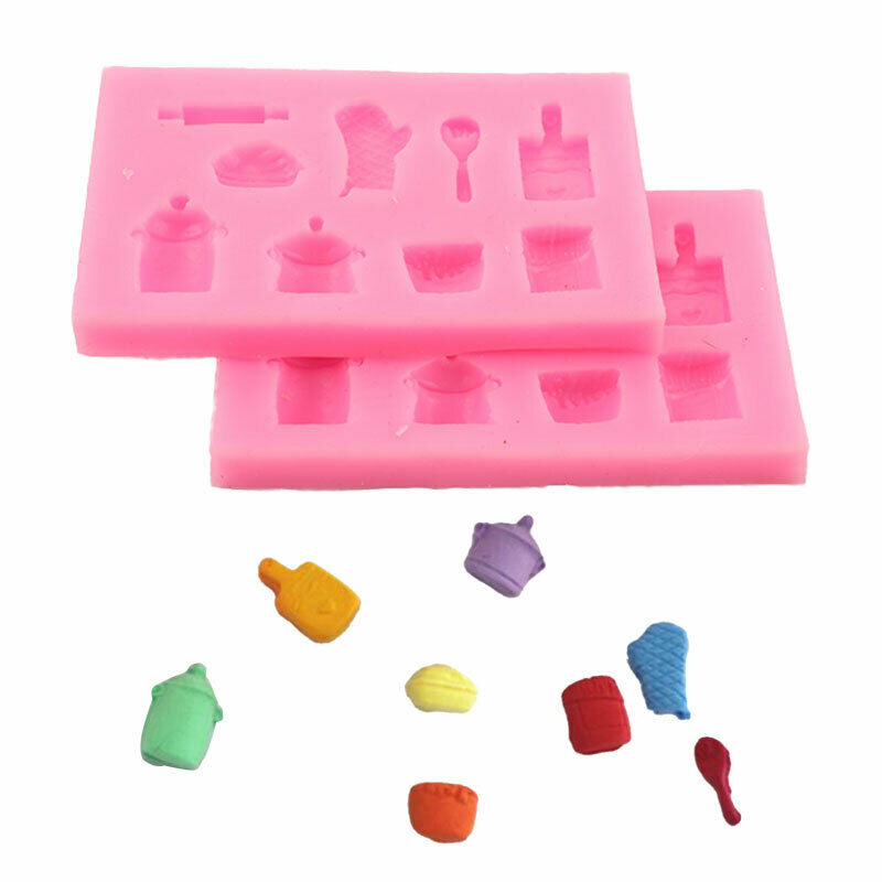 1pcs Gloves Pot Spoon Fondant Cake Chocolate Silicone Mold Cake Decoratio.l8