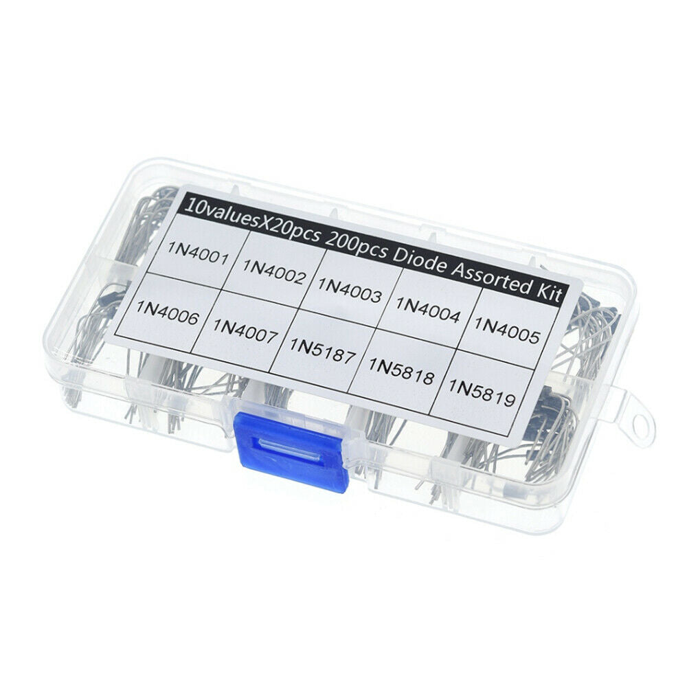 200Pcs 10 Values Rectifier Diode 1N4005 1N4006 1N5817 1N5819 with  Label/Box
