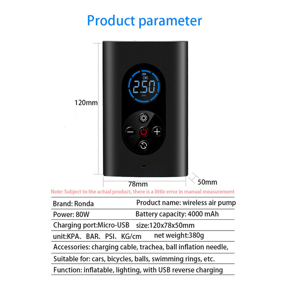 Air Pump Bicycle Tire Smart Wireless Electric Air Pump
