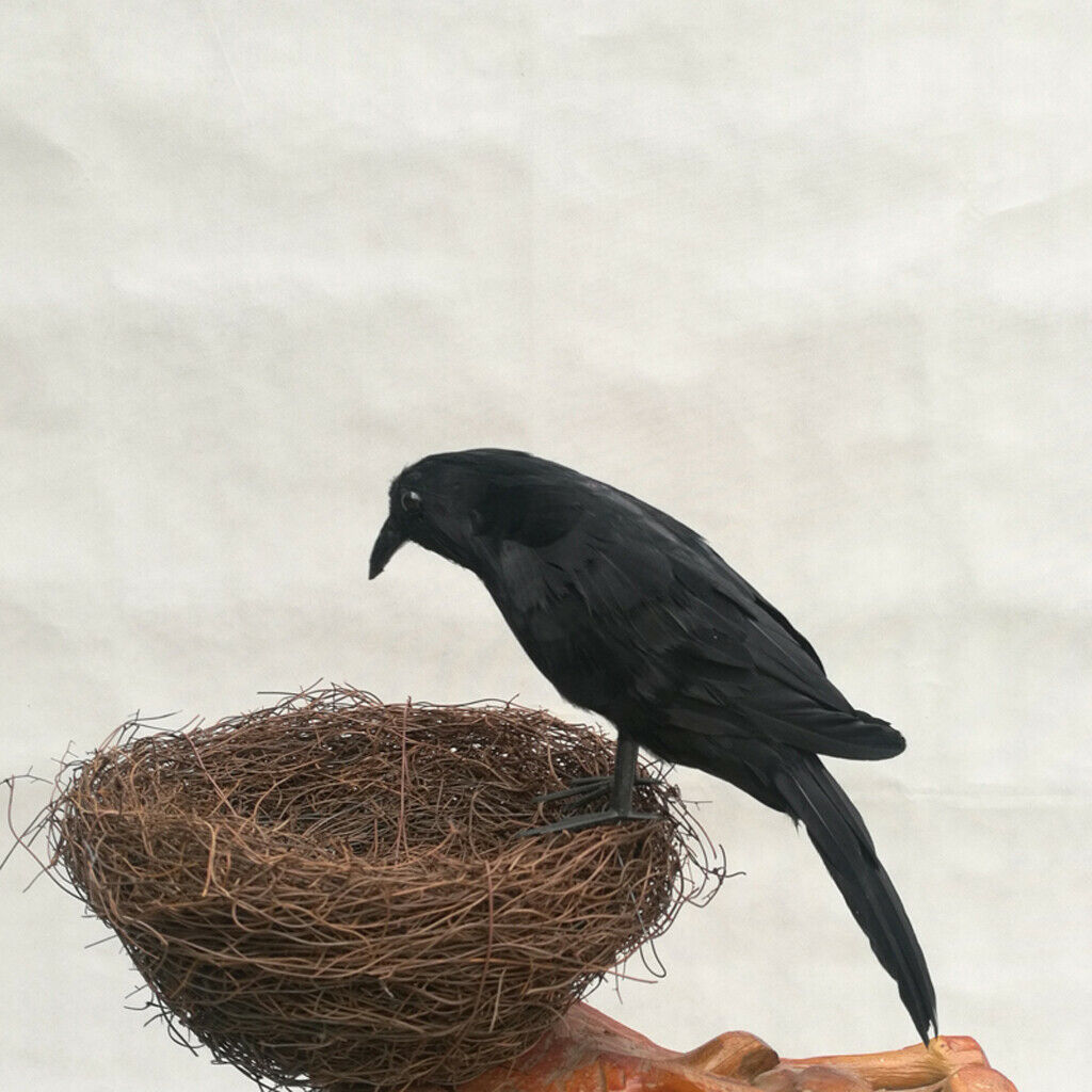 2pcs Lifelike Artificial Birds Realistic Raven Magpie Tree Decor
