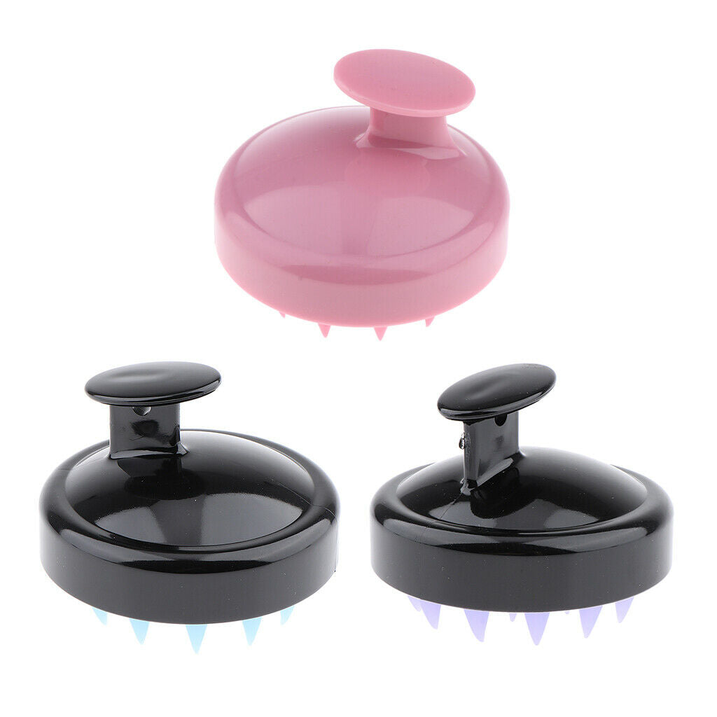 3Pcs Soft Silicone Wet Dry Shower Shampoo Brush Manual Scalp Massage Brush