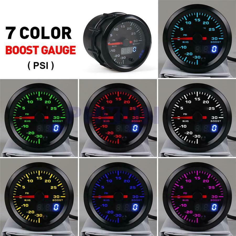 2"/52mm LED Digital & Pointer Display Car Turbo Boost Meter PSI Pressure Gauge
