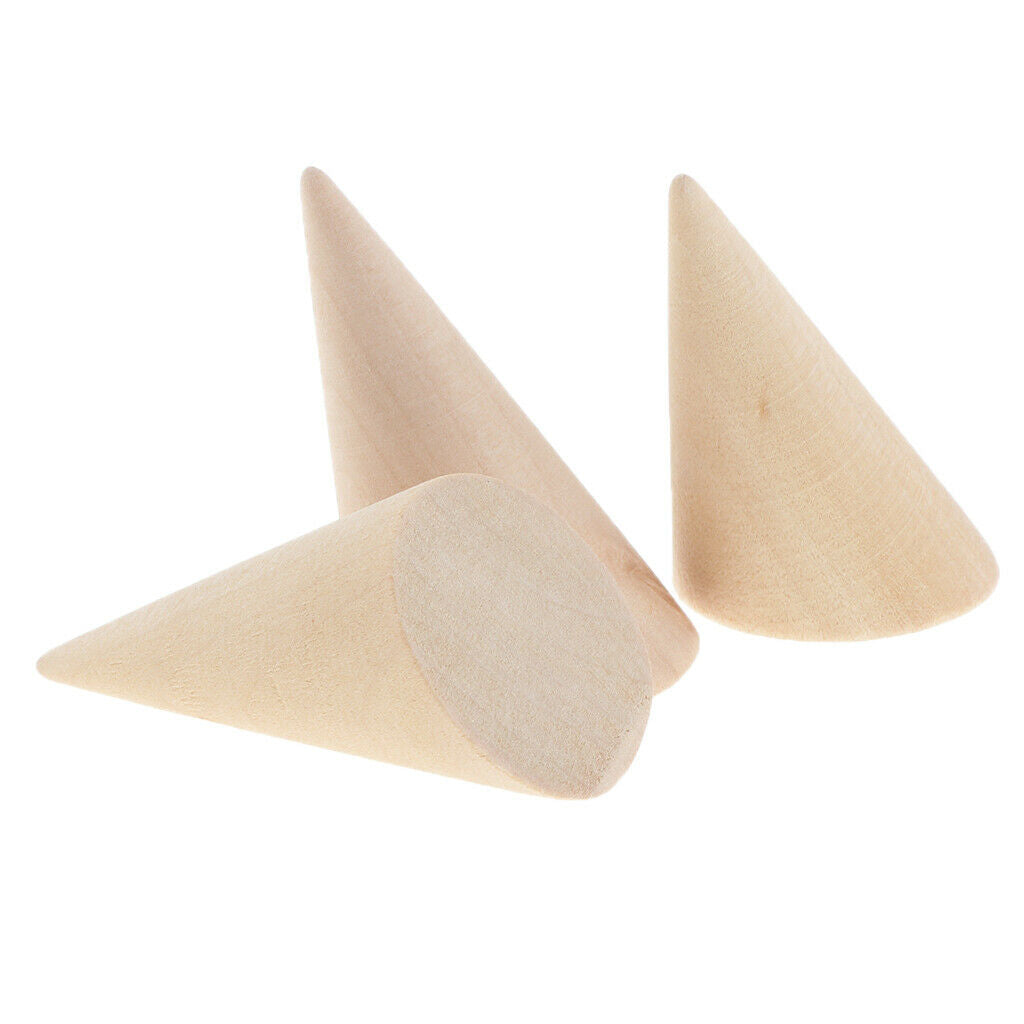 9Pcs Wood Ring Band Jewelry Cone Display Stand Rack Holder Shop Showcase