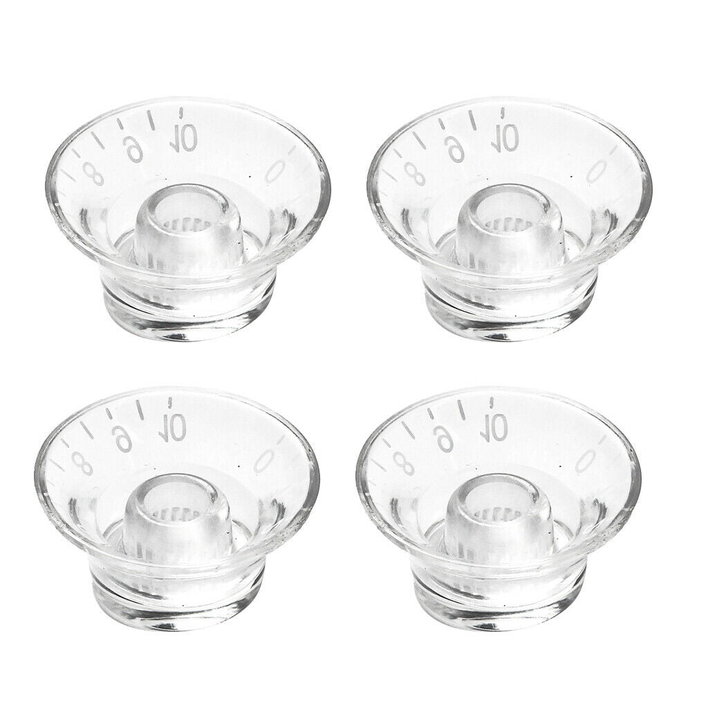 4Pcs Clear Guitar Speed Control Knobs for 6mm (0.24 inch) Dia. Shaft Pots -