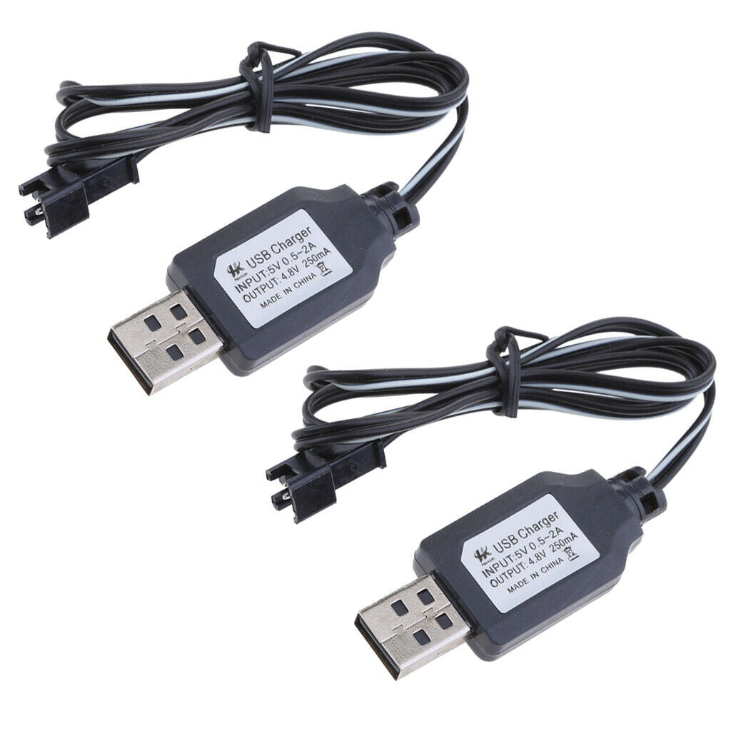 2Pcs 4.8V USB to SM Battery Cable Converter for RC Car Drone Robot Toys