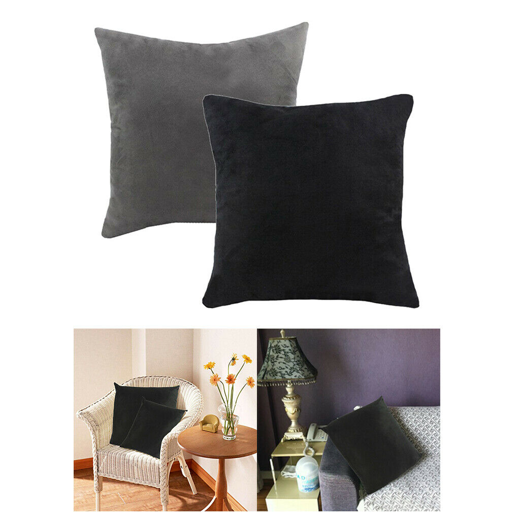 2x Velvet Square Pillow Covers Cushion Pillowcases Soft Bedroom 18x18inch