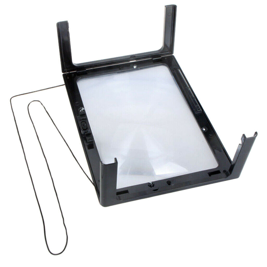 Large Full Page Magnifier with 4 LED Lights, Foldable Stand Legs, 3x