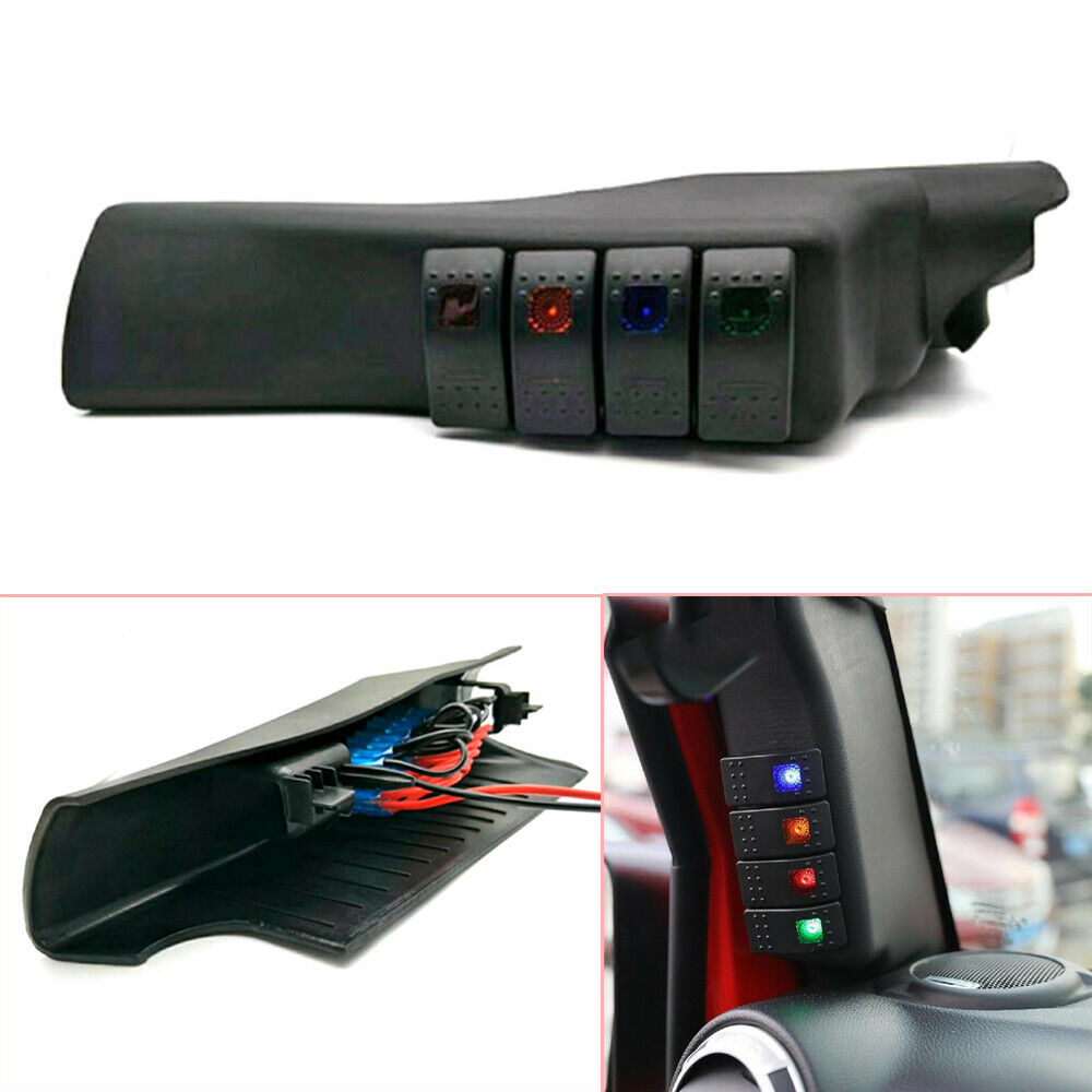 Black Left Side A-Pillar Rocker Switch Pod Panel Fit For Jeep Wrangler JK Pretty