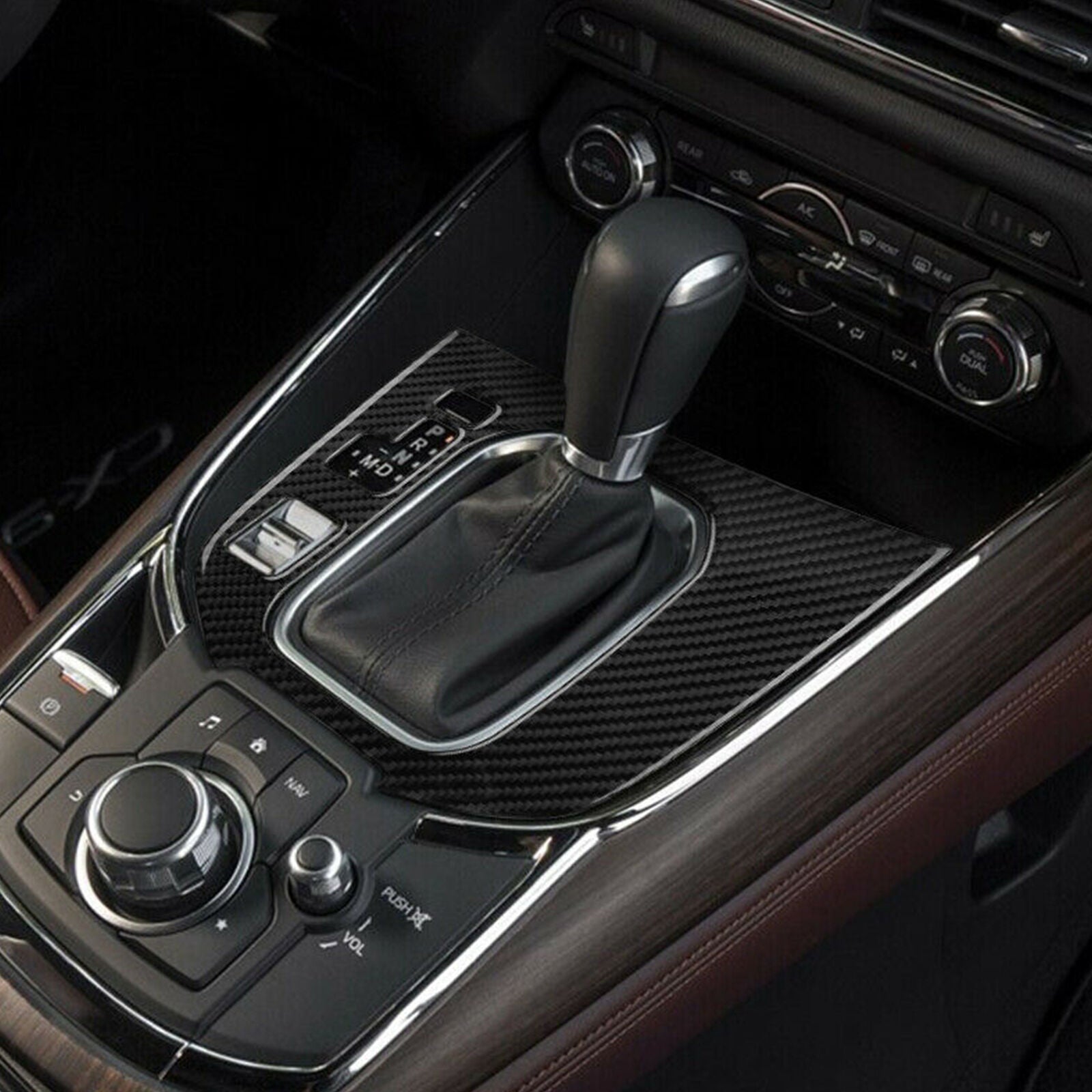 For Mazda CX-9 Carbon Fiber Interior Gear Shift Panel Cover Trim 2016-2020