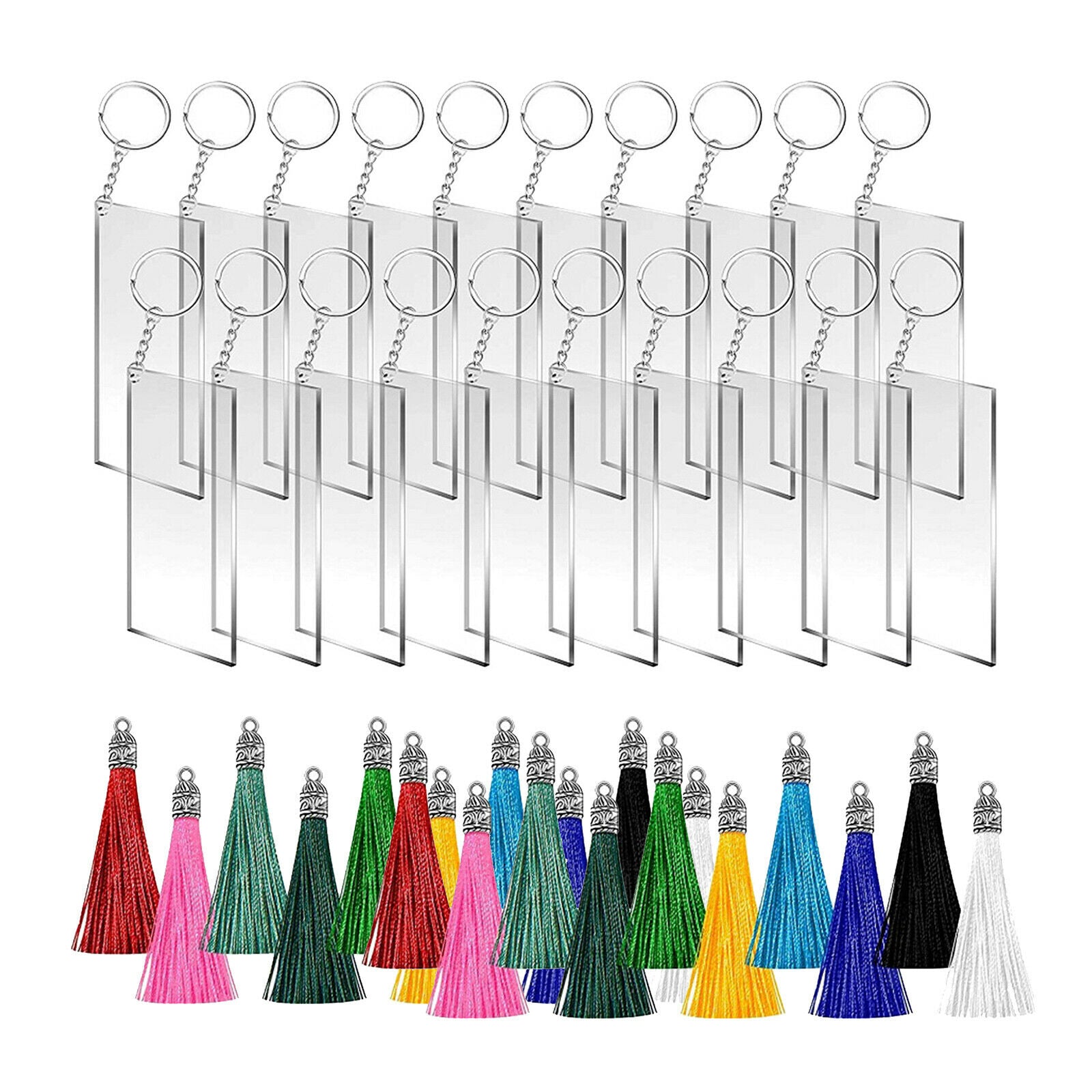 Tassels Blanks Pendants with Rings for Vinyl DIY Keychain Key Rings Bracelet