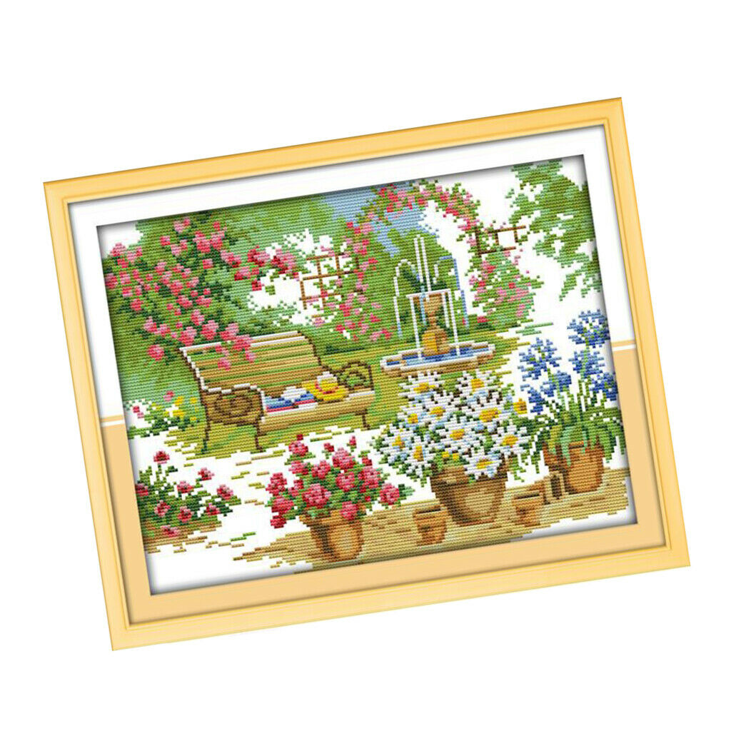 Garden 11CT Cross Stitch Stamped Kits Quilt Pre-Printed Cross-Stitching Patterns