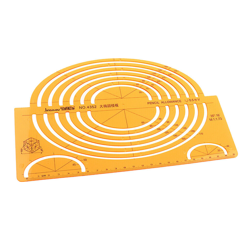 Large Isometric Ellipses Template Projection Drafting Design Stencil Rulers