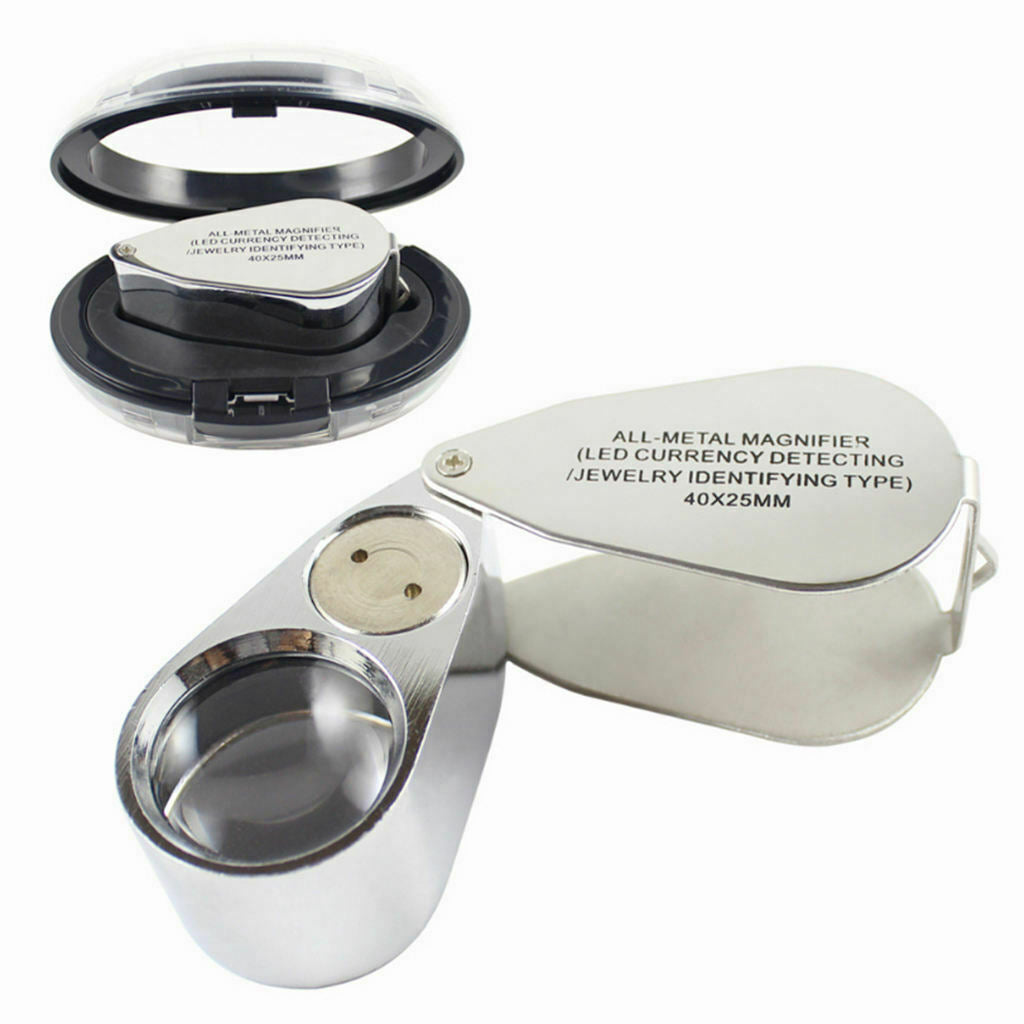 40X 25mm All Metal Magnifier Jeweler LED UV Lens Jewelery Loupe Magnifier (LED